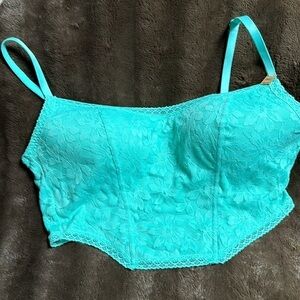 NWT PINK by VS Lace Bralette Wireless Lightly Lined Aqua size Medium